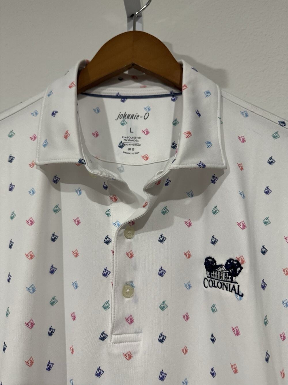 JOHNNIE-O Men’s S/S GOLF Shirt Size L Color MULTI Design / COLONIAL